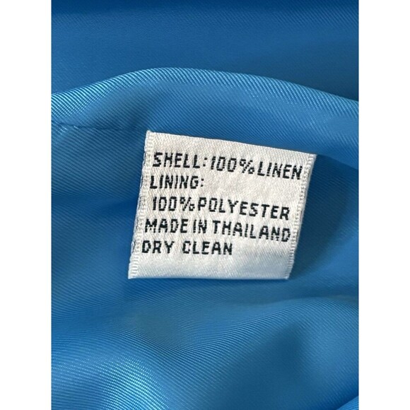 TALBOTS Blue 100% Linen Blazer Women 20W Long Sleeve Lined Pockets Jacket Career - Picture 11 of 13